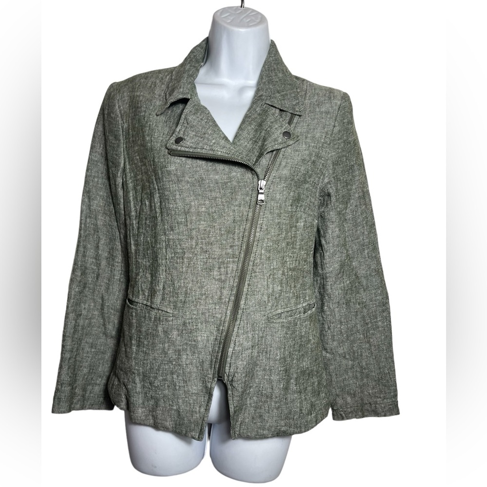 Banana Republic blazer size 4 olive green linen/rayon blend blazer w/pockets 💚